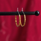 Small titanium hoop earrings with gold hematite beads - hypoallergenic earrings